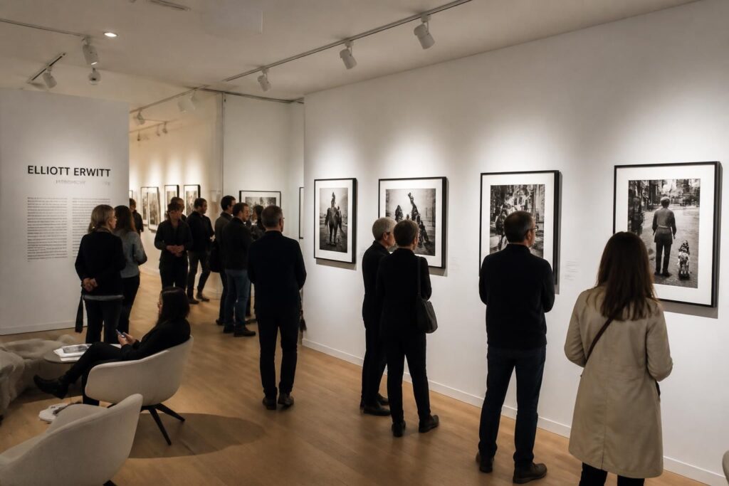 découvrez l'exposition elliott erwitt à paris, une immersion unique dans l'art et l'univers captivant de la photographie à travers les œuvres emblématiques du maître.